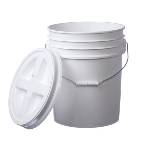 Buy 5 Gallon White Bucket & Gamma Seal Lid - Food Grade Plastic Pail & Gamma2 Screw Seal Tight ...