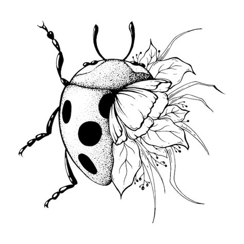 Premium Vector | Ladybug with flowers.