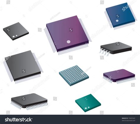 Selection Of Various Computer Chips Stock Vector Illustration 75497422 : Shutterstock