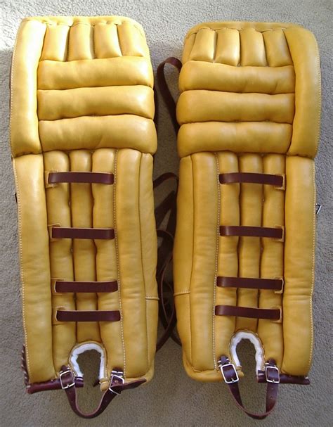 New goalie pads made in the 1960s/1970s vintage style. Awesome. | Goalie pads, Hockey goalie, Goalie