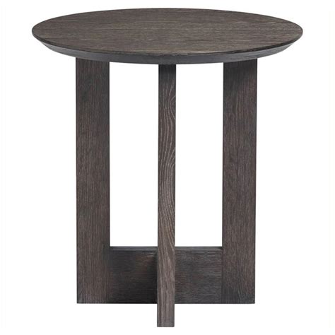 Xander Modern Classic Dark Brown Wood Round Side End Table | Kathy Kuo Home