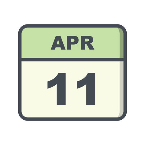 April 11th Date on a Single Day Calendar 508534 Vector Art at Vecteezy