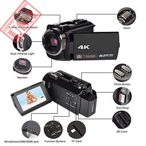 original 4k camcorder with microphone 48mp digital camera 3.0 touch screen function wifi video ...