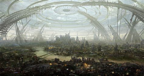 Fantasy landscape, Fantasy city, Science fiction artwork