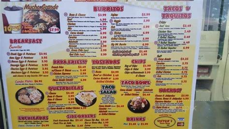 Menu of Victor's taco Shop in Dayton, OH 45404