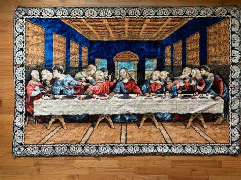 Vintage Last Supper Jesus and Disciples Passover Leonardo Devinci Tapestry Rug 70 X 46 - Etsy