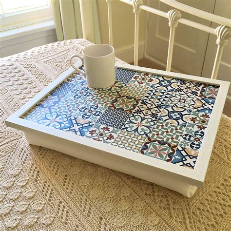 Bright Lap Tray: Bean Bag Padded Cushion Tray Table (Cream Frame, Cream ...