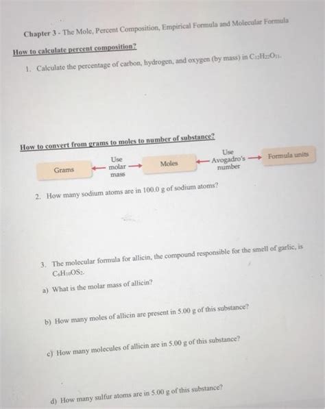 Solved Chapter 3 - The Mole, Percent Composition, Empirical | Chegg.com