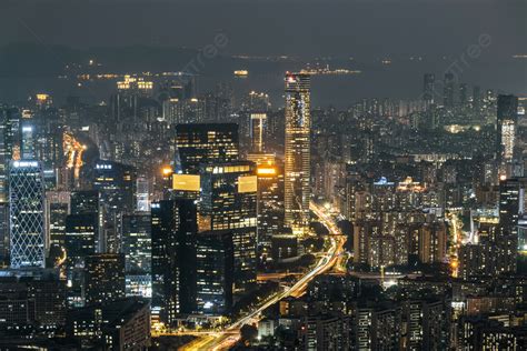 Night View Of Buildings In Nanshan District Shenzhen Background ...