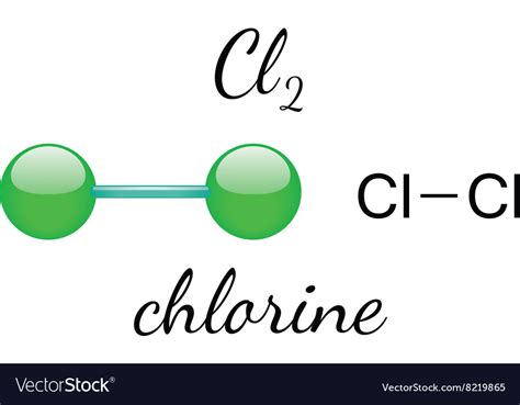 Cl2 chlorine molecule Royalty Free Vector Image