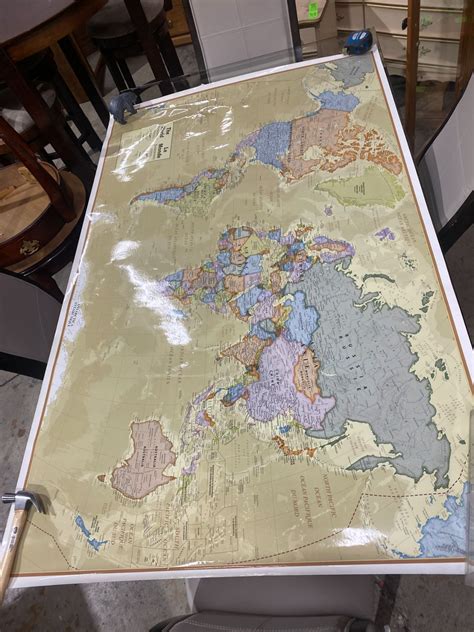 Large laminated world map