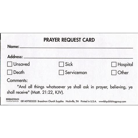 Prayer request card - Lifeway