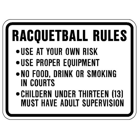 Racquetball Rules.... 24"x18" (up to 5 lines of copy) RQB-24