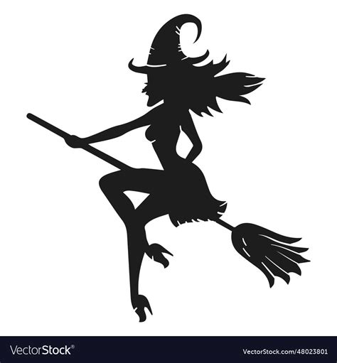 Classic halloween witch silhouette Royalty Free Vector Image