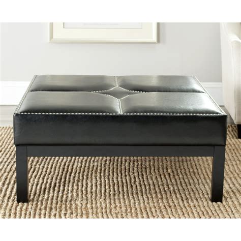 Safavieh Terrence Leather Cocktail Ottoman - Walmart.com - Walmart.com