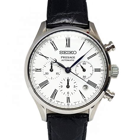 Seiko Presage 42MM Automatic Chronograph stainless Steel White Enamel Dial- SRQ023J1 ‘B&P 2017 ...