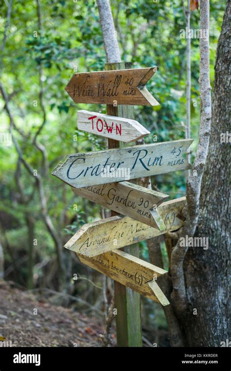 Netherlands, Sint Eustatius, The Quill, dormant volcano, hiking trail signs Stock Photo - Alamy