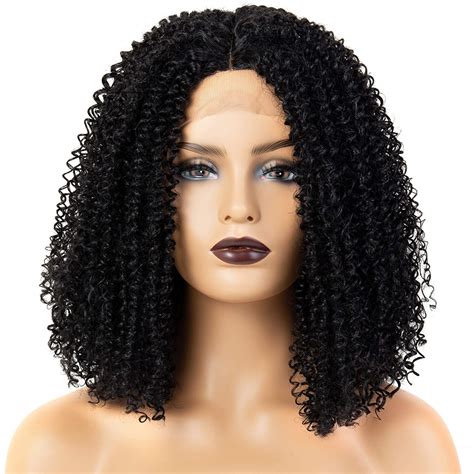 Afro Kinky Curly Lace Front Wigs for African American Women (1B-Off Black) - Walmart.com