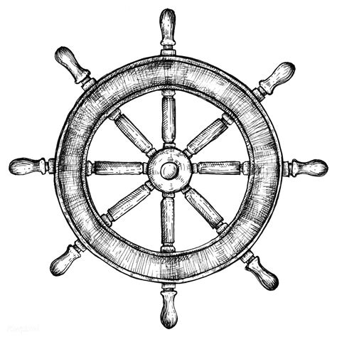 Pirate Ship Wheel Drawing