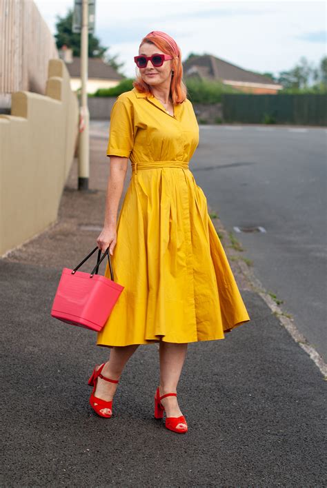 A Classic Yellow Summer Dress Styled With Red and Pink