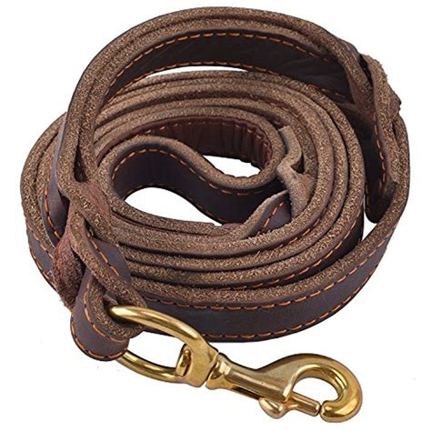 EXPAWLORER Leather Dog Training Leash 6 Foot Heavy Duty Best for Dogs Brown | Leather dog leash ...