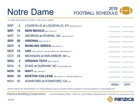 Printable Notre Dame Football Schedule 2021-22 - Printable Schedule