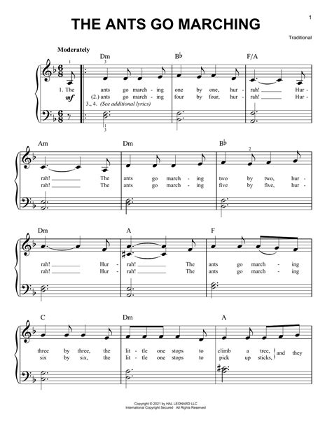 Traditional "The Ants Go Marching" Sheet Music Notes | Download Printable PDF Score 525232