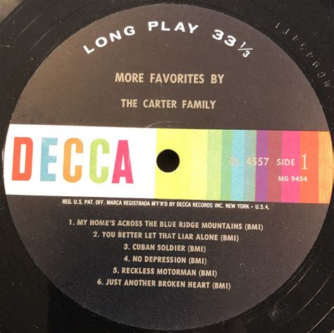 Buy The Carter Family : More Favorites By The Carter Family (LP, Album, Mono) Online for a great ...