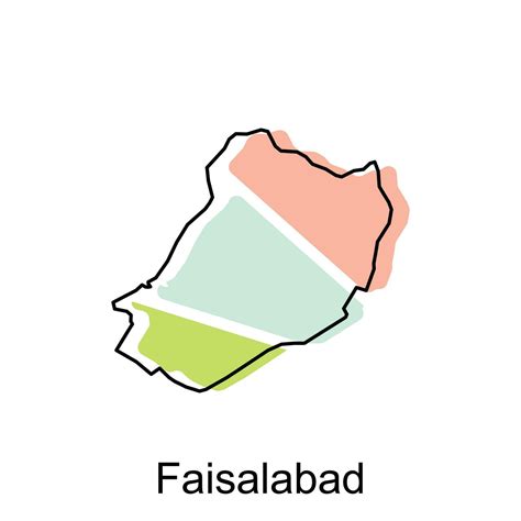 Map of Faisalabad modern with outline style vector design, World Map International vector ...