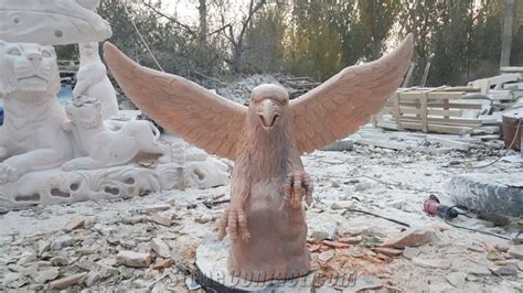 Red Granite Eagle Sculptures,Western Outdoor Animals Statues,Garden ...