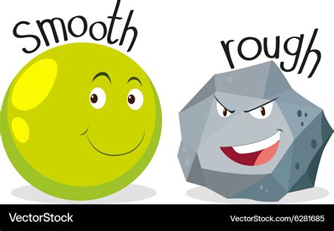 Opposite adjectives smooth and rough Royalty Free Vector