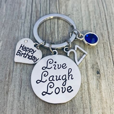 Personalized 21st Birthday Keychain Custom Live Laugh Love | Etsy