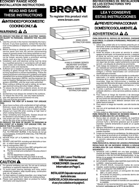 Broan 30 Ductless Range Hood 413023 Users Manual Installation Instructions