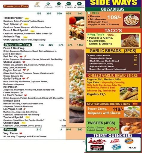 Menu of La Pino'z Pizza, Bodakdev, West Ahmedabad, Ahmedabad | EazyDiner