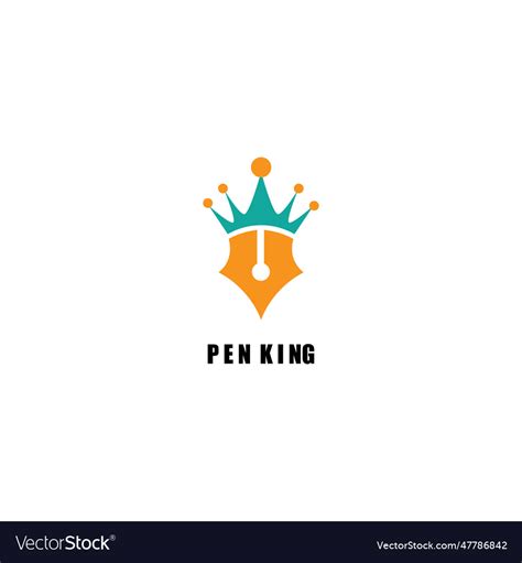 Pen king logo crown design abstract Royalty Free Vector