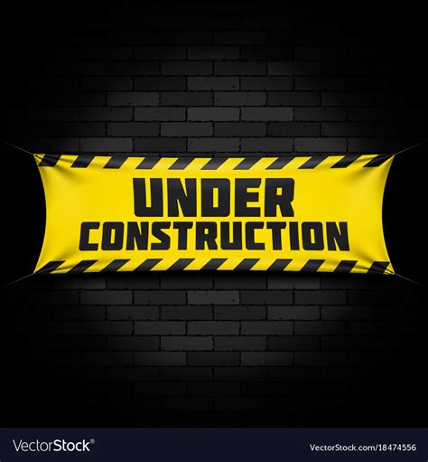 Under construction banner on black Royalty Free Vector Image