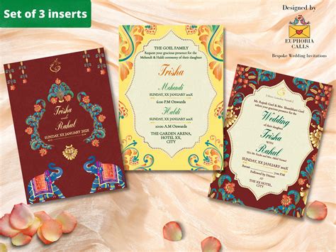 Indian Wedding Invitation Template 3 INSERTS as Hindu Wedding Cards Indian Digital Invite ...