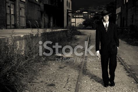 Film Noir Style Gangster Walking In An Alley Stock Photo | Royalty-Free ...