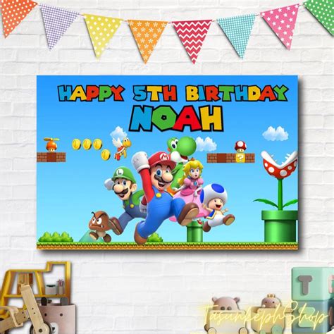 Super Mario Birthday Backdrop Party Supplies, Super Mario Backdrop ...