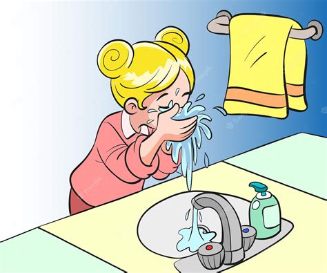 Child Washing Face Clipart