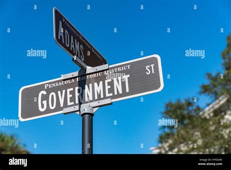 Signpost in the Pensacola Historic District, Florida Stock Photo - Alamy