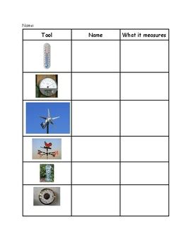 Weather Tools Worksheet by DHH Learning | TPT