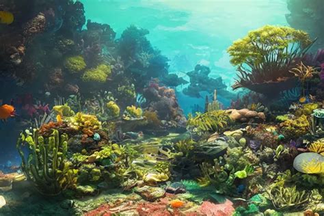 dramatic solarpunk landscape of an underwater garden | Stable Diffusion | OpenArt