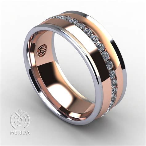 Unique mens wedding bands designed by Esperanza Merida using white ...