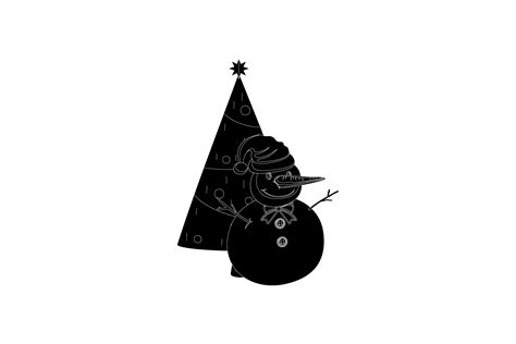 Christmas Tree Snowman Art Silhouette Graphic by margaritaristudio ...