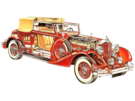 Packard Twelve Convertible Victoria 1934 Cutaway Drawing in High quality