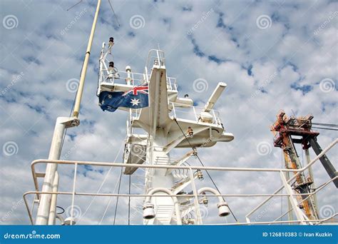 State Flags Raised on the Mast of a Merchant Ship in the Ports of Call ...