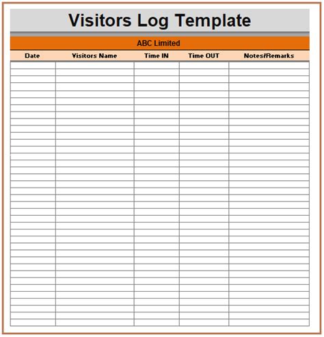 All such visitor log templates are logs which keep the record and ...