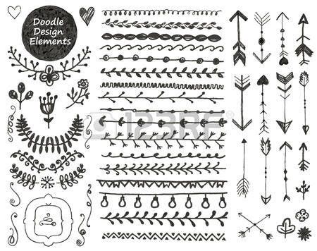 doodle frame: Colección de decoración doodle de elementos de diseño dibujado a mano Doodle ...