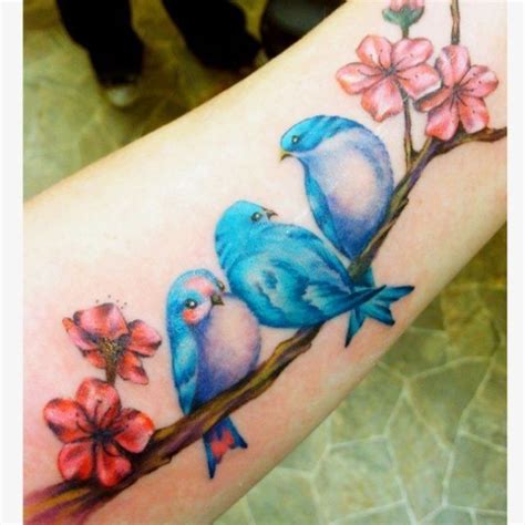 10 beautiful coloured tattoos, from florals to geometric shapes | Little bird tattoos, Three ...